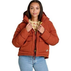 Toad&Co Spruce Wood Puffer Jacket with Hood Cinnamon Rust Red Orange XS NWT